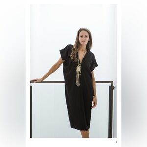 Mirth | Women's Boho Minimalist Black Embroidered Kaftan Size Small/Medium